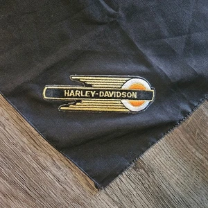 Vintage Y2K Harley Davidson Bandana / Handkerchief Black Gold Orange  21”/21” - Picture 1 of 6