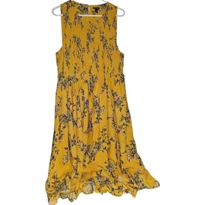 Abito midi torrido floreale smocked senza maniche giallo bianco blu taglia 2 - Foto 1 di 4