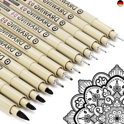 KOUSICOO Micron Fineliner Schwarz Stifte Tuschestifte: 12 Schwarzer Set Zentangle
