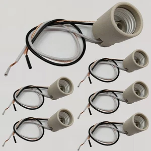6Pack Medium Base Socket with Side Clip + Ground, Lamp Holder, E26 Bi-Pin Base - Picture 1 of 2