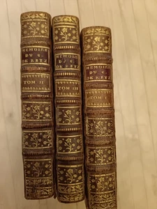 Mémoires du cardinal de Retz. Edition de 1718 en trois volumes et plein cuir. - Imagen 1 de 18