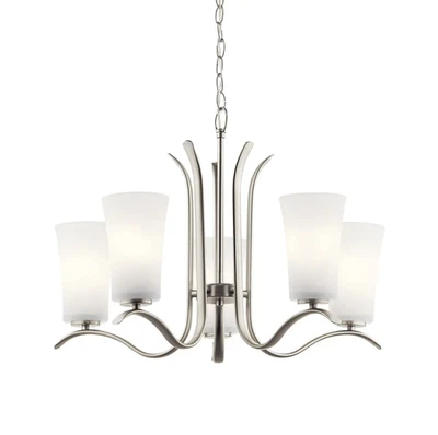 Kichler Lighting 5-Light Armida Brushed Nickel Chandelier w/ Satin Etched Glass - Image 1 of 4