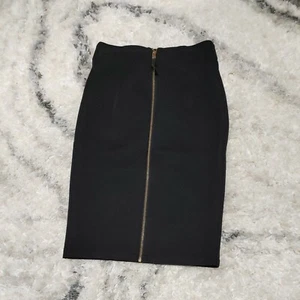 Catherine Malandrino Black Skirt With Gold Zippier Size 2 EUC - Picture 1 of 5
