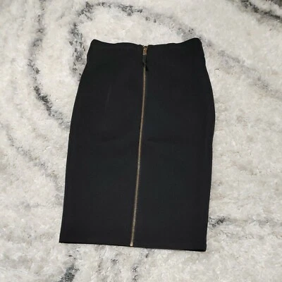 Falda negra con cremallera dorada Catherine Malandrino talla 2 usada en excelente estado Foto 1 de 4