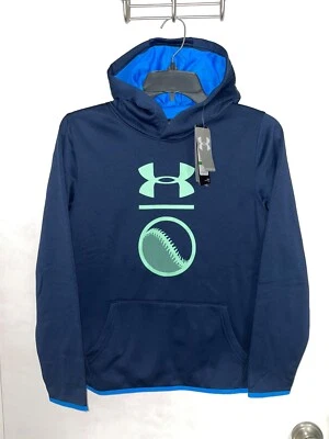 UNDER ARMOUR Youth Kids Boy's Large Baseball Blue Hoodie Pullover Sweatshirt NWT - Image 1 of 3