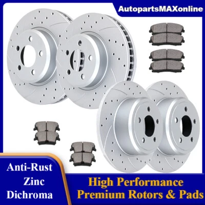 Front Rear Slotted Rotors Brake Pads Brake Kits for Dodge Charger Challenger Foto 1 de 4