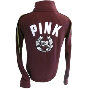 Victoria's Secret PINK dunkle Orchidee mit weißem Logo Laufjacke mit durchgehendem Reißverschluss M - Bild 1 von 2
