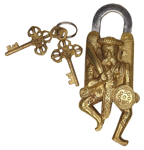 Soldier Shape Padlock Vintage Antique Style Brass Handmade Door Lock Home Décor Cover
