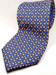 TOMMY HILFIGER 100% Silk Tie Men's Blue Black Orange Fish Necktie NEW - Picture 1 of 3