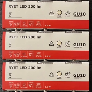 Pk Of 3Lightsx3-Ikea RYET GU10 LED Bulb 200 Lumen, Warm White 2700, Not Dimmable - Picture 1 of 6
