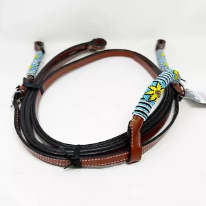 Tack Set Headstall & Breastcollar Set Leather Beaded Sunflower Tough 1 NEW - Picture 1 of 9