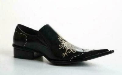 Vestido de casamento masculino de metal biqueira pontiaguda formal de couro empresarial clubwear sapatos de festa - Imagem 1 de 4