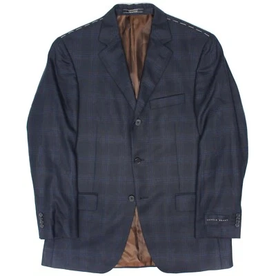 NWD Arnold Brant Mens Cashmere Sport Coat 40R Blue Brown Plaid 3 Button Jacket - Image 1 of 4