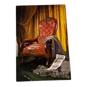 Postal Lincoln Death Chair Greenfield Village Dearborn Michigan Cromo B567 - Imagen 1 de 3