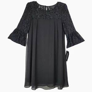 Perceptions Dress Women's 6 Black Lace 3/4 Flare Sleeve Romantic Goth Faire - Picture 1 of 12