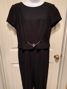 Vintage Liz Claiborne Petite Größe 12P schwarzer Overall Knöpfe und Reißverschluss ab 90' - Bild 1 von 18