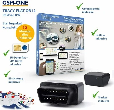 Tracy-OB12 Sofortstartpaket: OBD2 KFZ/LKW GPS-Tracker inkl. SIM, 12Monate - Bild 1 von 4