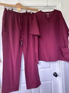 NWT Dagacci Burgundy Uniform Scrub Pants Suit Elastic Waist Sz: 3XL - Picture 1 of 6