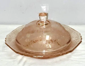 Hazel Atlas FLORENTINE #1 PINK BUTTER DISH W/COVER - Picture 1 of 2