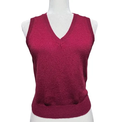 Chaleco Suéter de Lana Brandy Melville XS/S Borgoña Oscuro Academia Preppy Acogedor Otoño Foto 1 de 4