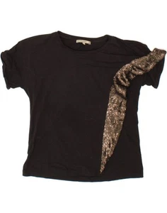 PATRIZIA PEPE Womens T-Shirt Top US 0 XS Black Cotton CC61 - Picture 1 of 3