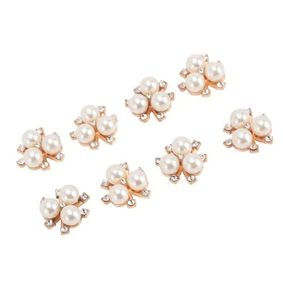 30 Pcs Pearl Flower Button Zinc Alloy Base Shiny Bright Pearl Rhinestone Embell - Image 1 of 4