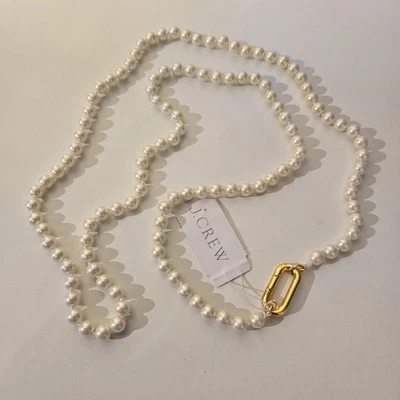 Collar de perlas de agua dulce J Crew cierre mosquetón dorado elegante fiesta formal Foto 1 de 4