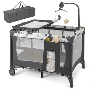 3-in-1 Baby Bassinet Portable Pack and Play w/ Removable Changing Table Mattress - Picture 1 of 12
