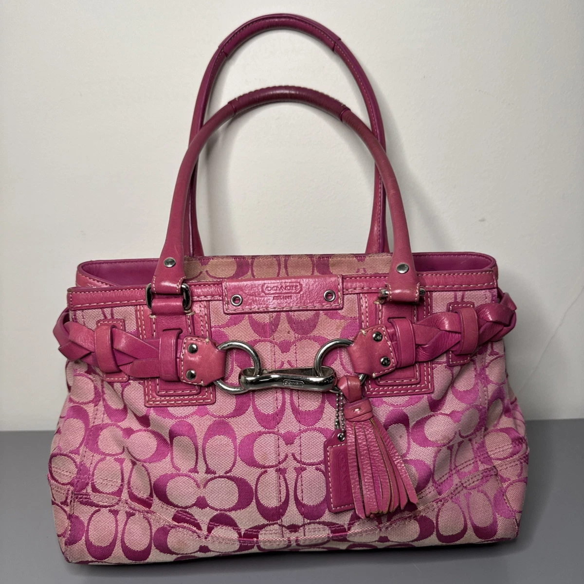 バッグ Coach Signature Tassel Pink Satchel Bag Coach Pink Satchel Bags & Handbags for Women | eBay