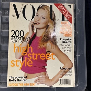 VOGUE UK Kate Moss April 1996 Magazine Vintage British Celebrity Fashion - Picture 1 of 10