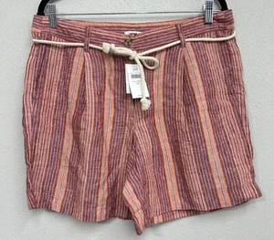 J Jill Love Linen Shorts Size 10 High Rise Pleated Beach Vacation summer belted - Picture 1 of 6
