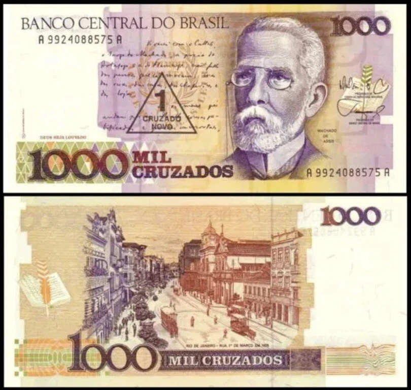 BRAZIL 1 Cruzado Novo on 1000 Cruzados, 1989, P-216b, UNC World Currency - Image 1 of 1