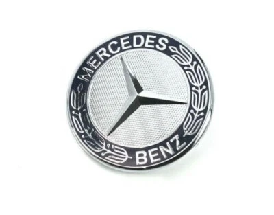 Mercedes Benz  Black & Silver Flat Front Hood Emblem AMG Badge A 000 817 17 01 - Image 1 of 2