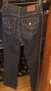 LRL Lauren Ralph Lauren Dark Wash Stretch Boot Cut Back Flap Pocket Blue Jeans 2 - Bild 1 von 7