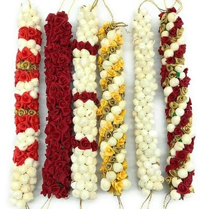 Haarbötchen Kunsthaar Juda Zubehör Set Gajra Jasmin Mogra Blume Pack 6 Stck. - Bild 1 von 4