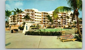 Postcard Luxurious Pool Potio Scene Palm Beach Towers Florida - Picture 1 of 2