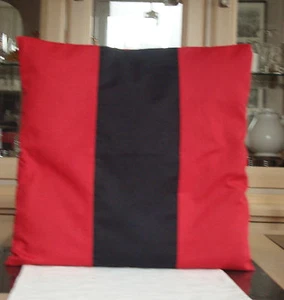 RED / BLACK PANEL COTTON / POLYESTER CUSHION COVER      - Picture 1 of 5