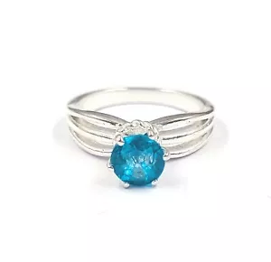 Anillo de plata real aguamarina azul glorioso 17,10 quilates piedra preciosa 925 nsn - Imagen 1 de 7