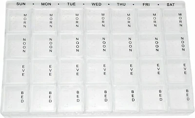 PILLBOX SIEBEN 7 TAGE PILLENDOSE GELDBÖRSE ORGANISER SPENDER PLANER FÄCHER VERPACKT