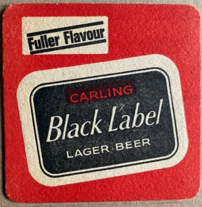 VINTAGE CARLING BLACK LABEL FULLER FLAVOUR LAGER BEER BAR DRINKS MAT COASTER - Picture 1 of 1