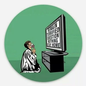 HOAX HUGE 6" Round Sticker Great Reset New World Order W.H.O. Vaccine 💉 Omicron - Picture 1 of 12