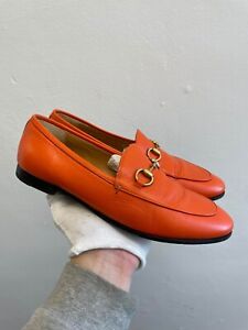 Rare Gucci Horsebit Loafers Orange Leather Jordaan 37.5EU/7.5US