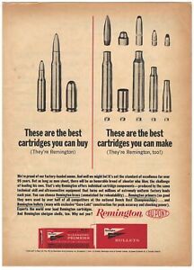 PRINT AD REMINGTON ammo Rifle Pistol CARTRIDGES Primers Bullets KLEANBORE 1963