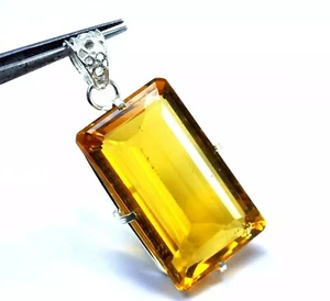 Citrin Smaragd Natur Gelb 925 Massiv Sterlingsilber 97,20Ct Anhänger Edelstein - Bild 1 von 6