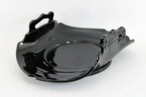 L.E. Smith Black Amethyst Glass 2 Handled Rolled Edge Bonbon Dish Vintage 1930s - Picture 1 of 6