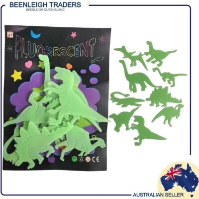 Glow In The Dark DINOSAURS 9 Prehistoric Stick on Shapes Brand New - image 1 of 4
