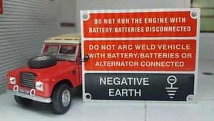 Land Rover Series 2 2a 3 Front Panel Negative Earth Information Plate 396116 - Picture 1 of 2