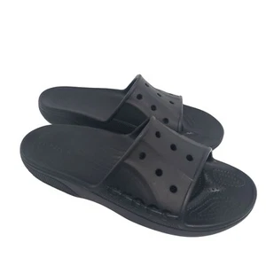Crocs Baya Mens 12 Slide Sandal Black Lightweight Beach Sports Travel Casual - Picture 1 of 10