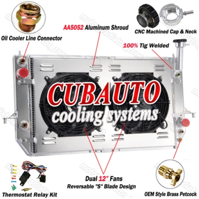 4 Rows Radiator & Shroud Fan For 1996-2005 Chevy Astro GMC Safari 4.3L V6 AT Foto 1 de 4