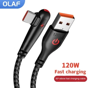120W USB To Type-C Cable 90 Degree Elbow Mobile Phone Fast Charging OLAF 1M/2M B - Picture 1 of 3